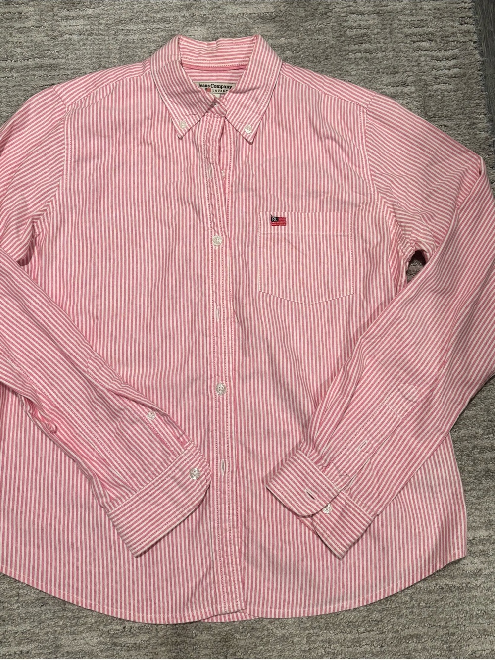 Polo Ralph Lauren  Men's Pink and White Striped Button-Down Shirt size S